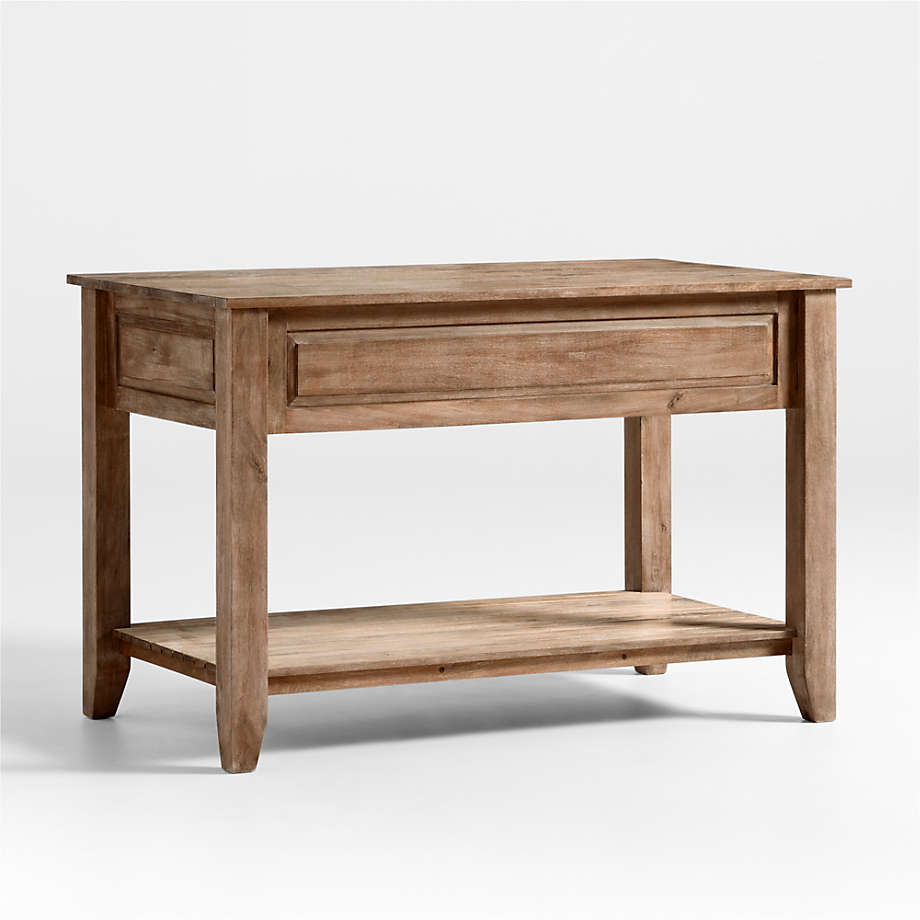 Crate&Barrel - Basque 56" Light Brown Solid Wood Kitchen Island with Storage