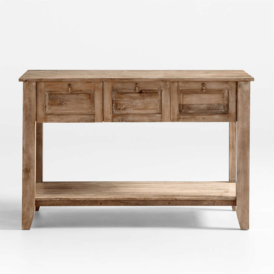 Crate&Barrel - Basque 56" Light Brown Solid Wood Kitchen Island with Storage