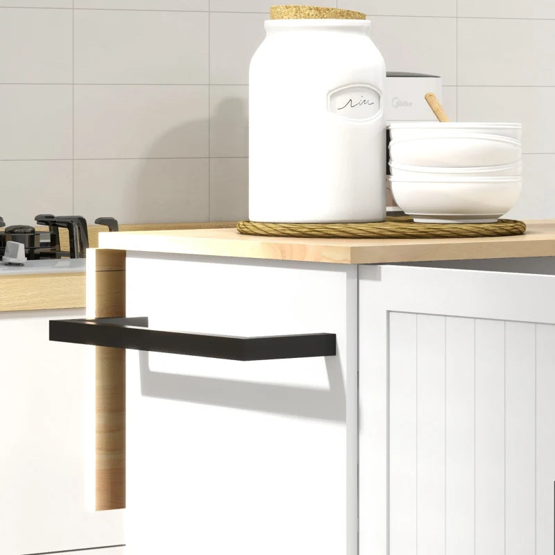 HOMCOM Kitchen Island Cart: On Wheels, Drop Leaf, 3 Drawers, Cabinets, Natural Wood Top, White | Aosom Canada