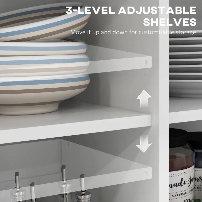 HOMCOM Farmhouse Kitchen Cart: White, Rolling Island, Drop Leaf, Wood Breakfast Bar, 2 Drawers, Adjustable Shelves