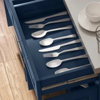 HOMCOM Rolling Kitchen Island with Storage and Stainless Steel Top, Kitchen Trolley with Drawers, Cabinets, Towel Rack, Blue