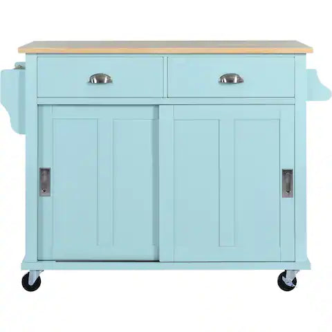 Kitchen Cart with Drop-Leaf Countertop