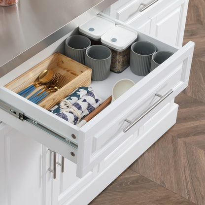 HOMCOM Rolling Kitchen Island with Storage, Portable Kitchen Cart with Stainless Steel Top, 2 Drawers, Spice, Knife and Towel Rack  | Aosom Canada