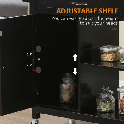HOMCOM Rolling Kitchen Cart with Wood Top and Drawer, Kitchen Island on Wheels for Dining Room, Black | Aosom Canada