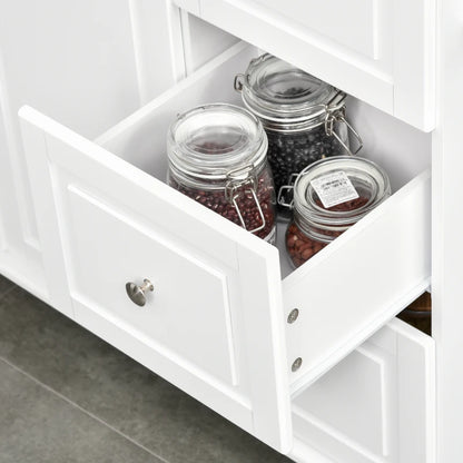 HOMCOM Rolling Kitchen Island with Drop Leaf, Kitchen Cart with Cabinet, 3 Drawers, Wood Top, White | Aosom Canada