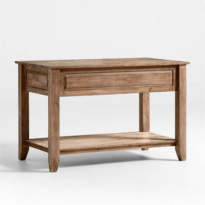 Crate&Barrel -  Basque 56" Light Brown Solid Wood Kitchen Island with Storage