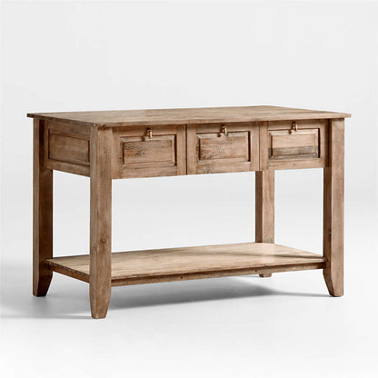 Crate&Barrel -  Basque 56" Light Brown Solid Wood Kitchen Island with Storage