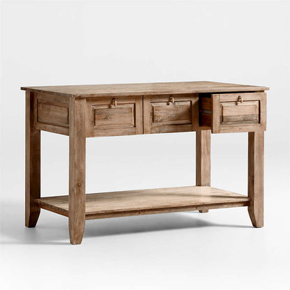 Crate&Barrel -  Basque 56" Light Brown Solid Wood Kitchen Island with Storage
