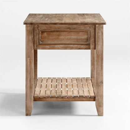 Crate&Barrel -  Basque 56" Light Brown Solid Wood Kitchen Island with Storage