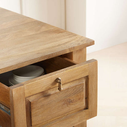 Crate&Barrel -  Basque 56" Light Brown Solid Wood Kitchen Island with Storage