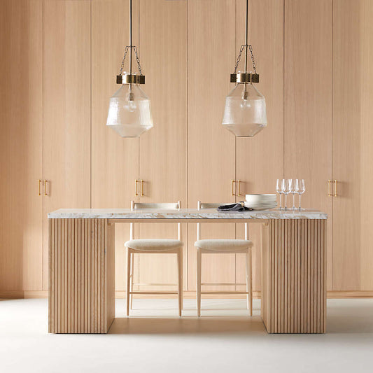 Batten 84" Natural Oak Wood Kitchen Island with Storage