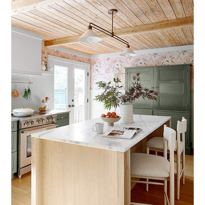 Terra 78" Marble Top and Natural Oak Wood Kitchen Island with Storage