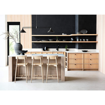 Terra 78" Marble Top and Natural Oak Wood Kitchen Island with Storage