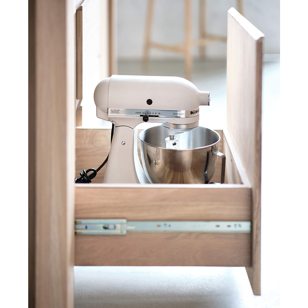 Terra 78" Marble Top and Natural Oak Wood Kitchen Island with Storage