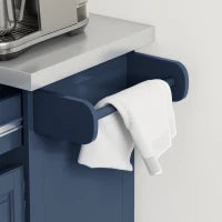 HOMCOM Rolling Kitchen Island with Storage and Stainless Steel Top, Kitchen Trolley with Drawers, Cabinets, Towel Rack, Blue | Aosom Canada