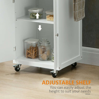 HOMCOM Kitchen Cart, Small Kitchen Island, Stainless Steel Top Utility Trolley on Wheels with Storage Drawer for Dining Room, Kitchen (White)