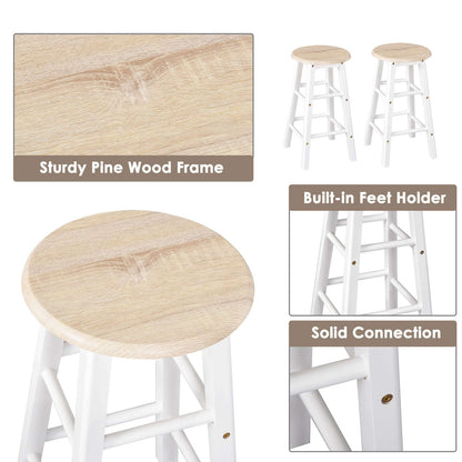 HOMCOM Kitchen Trolley 3 Piece Kitchen Cart Set Drop Leaf Breakfast Table and 2 Stools w/ Rolling Wheels & Towel Bars, Wood & White