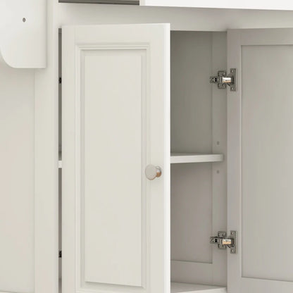 HOMCOM Kitchen Island with Storage, Rolling Kitchen Island with Drop Leaf, Rubber Wood Top and Adjustable Shelves, Cream White | Aosom Canada