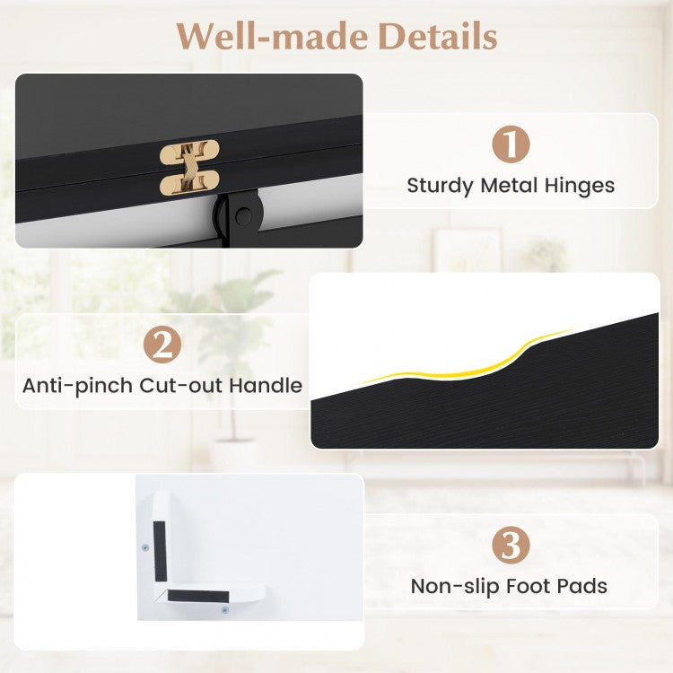 Lift Top Coffee Table with 2 Sliding Barn Doors-Black