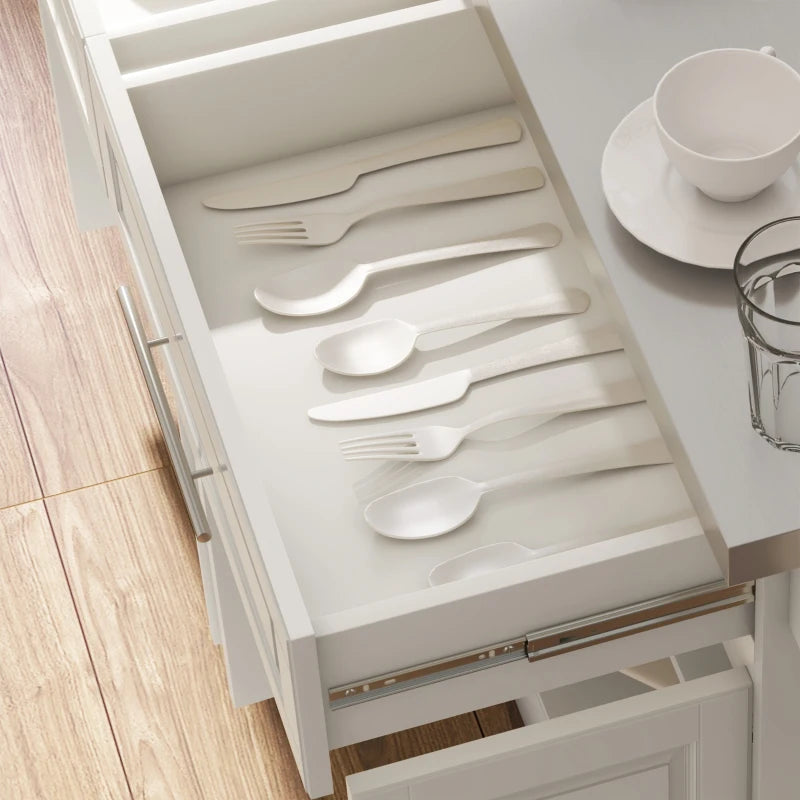 HOMCOM Rolling Kitchen Island with Storage and Stainless Steel Top, Kitchen Trolley with Drawers, Cabinets, Towel Rack, Cream | Aosom Canada