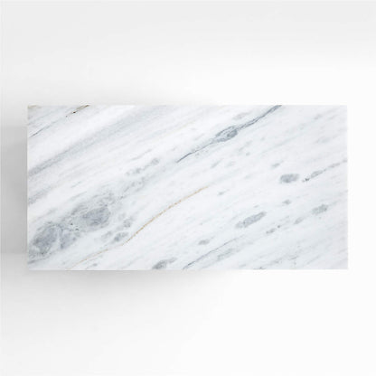 Terra 78" Marble Top and Natural Oak Wood Kitchen Island with Storage