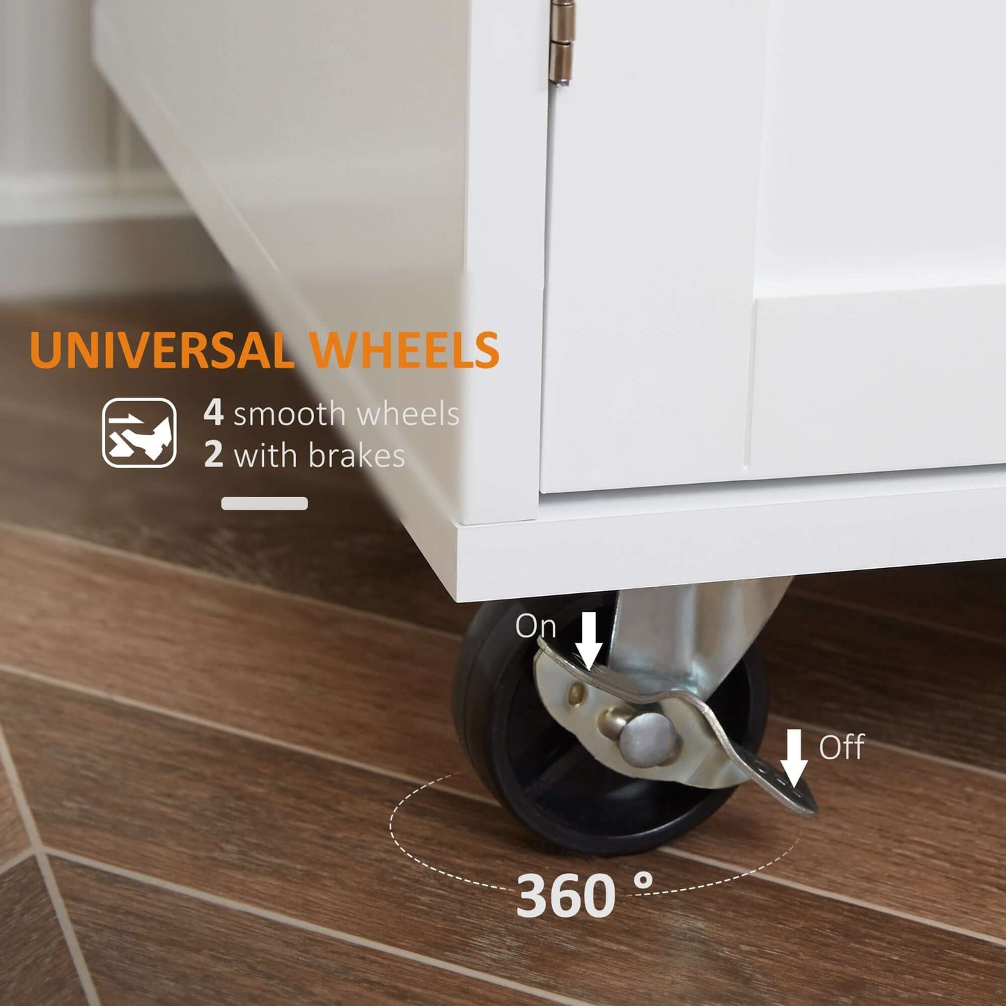 HOMCOM Kitchen Trolley Mobile Kitchen Island on Wheels Serving Cart Wooden Storage w/ Drawer and Towel Bar White