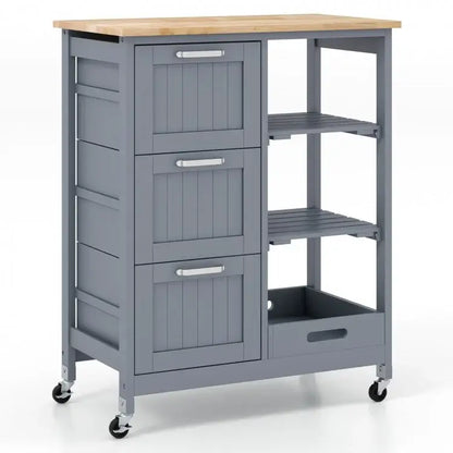 Rolling Kitchen Island Utility Storage Cart with 3 Drawers