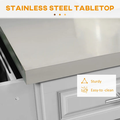 HOMCOM Rolling Kitchen Island with Storage and Stainless Steel Top, Kitchen Trolley with Drawers, Cabinets, Towel Rack | Aosom Canada