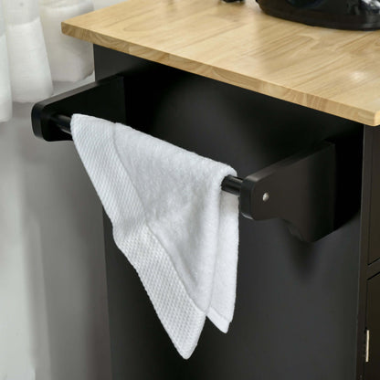 HOMCOM Modern Kitchen Island, Utility Kitchen Serving Cart with 2 Storage Drawers & Cabinets for Dining Room, Black